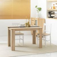 mesa de comedor de melamina homcom 120x69x75cm-roble y negro