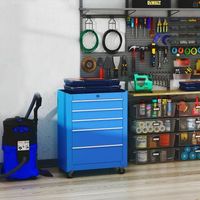 carro caja de herramientas de acero homcom 615x33x825 cm - azul