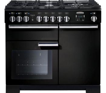RANGEMASTER Professional Deluxe 100 Dual Fuel Range Cooker - Black & Chrome, Black