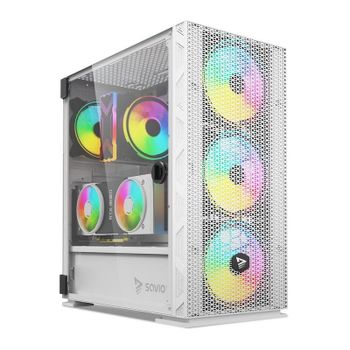 Caja PC Savio Raptor X1 ARGB Vidrio Templado Blanco Midi Tower