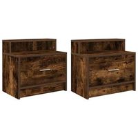 mesillas de noche con cajon 2 uds roble ahumado 51x31x47 cm vidaxl