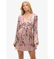superdry para mujer w8011795a vestido mini jacquard floral rosa xs fiesta viscosa manga larga