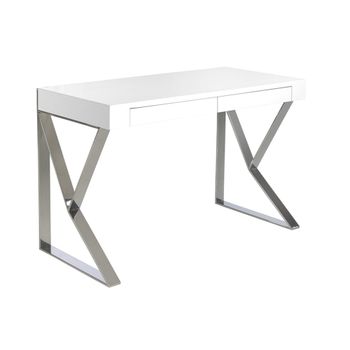Escritorio madera blanco y acero cromado