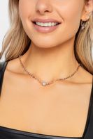 conjunto pendientes y collar rosa dorado