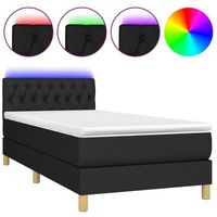 cama para adulto  cama individual  cama box spring con colchon led tela negro 100x200 cm