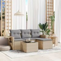 conjunto de sofas jardin con cojines 4 uds  mueble jardin mesa y sillas ratan sintetico beige cfw652442