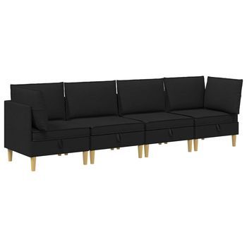 Juego De Sofá Modular Con Almacenamiento 4 Uds. Negro Tela Vidaxl