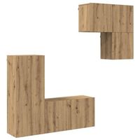 mueble de tv 4 uds roble artisan madera de ingenieria vidaxl