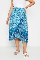 limited collection falda cruzada azul de flores en algodon mujer curvy y tallas grandes yours