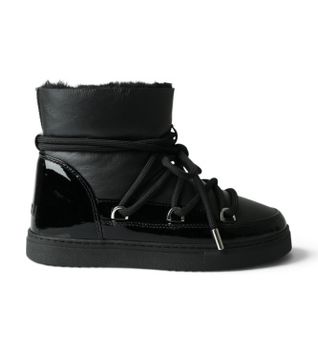 Inuikii para mujer. 1001.003.0132 Botas de Piel Gloss negro (42), Plano, Cordones, Casual