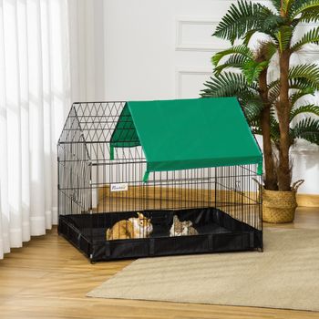 PawHut Jaula para Animales Pequeños con 2 Puertas 90x75x75 cm Negro y Verde