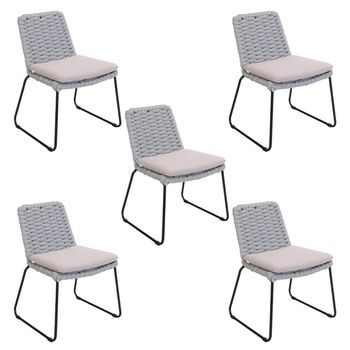 Balero Silla De Jardín De Mimbre Gris Claro - Set De 5