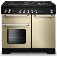 rangemaster kitchener 100 dual fuel range cooker - cream  chrome cream