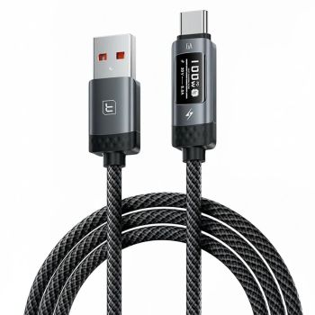 Cable Toocki TX111A2 6A 100W USB-A a USB-C con pantalla digital OLED, carga rápida, transmisión de datos, núcleo de cobr