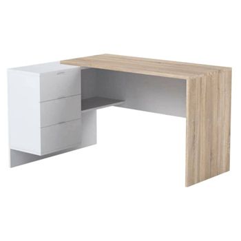 Escritorio efecto madera de roble, blanco 145x108h73 cm