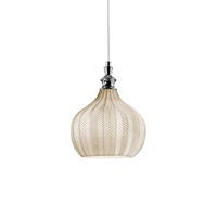 cleofe - lampara colgante de cristal transparente ocre y cromo - casquillo 1xe27 estilo vintage ip20 1xe27 max 1x60w d23cm bombillas excluidas