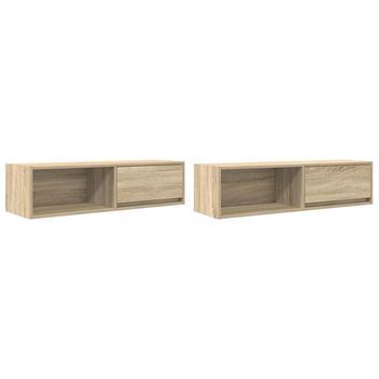 Muebles De Tv 2 Uds | Mueble De Salón | Mesa De Tv Roble Sonoma 100x31x25,5cm Madera Ingeniería
