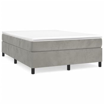 Estructura De Cama Con Somier Terciopelo Gris Claro 140x190 Cm Vidaxl