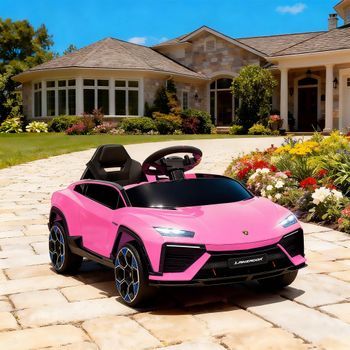 Coche Eléctrico Para Niños De +3 Años Lamborghini Rosa Aiyaplay