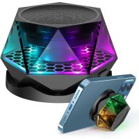 hs-001y mini base magnetica altavoz bluetooth subwoofer portatil sonido estereo luz rgb tws manos libres llamada soporte