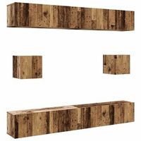 conjunto de mueble tv 6 uds  mueble de salon  mesa de tv montado la pared madera vieja