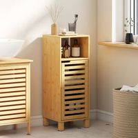 mueble auxiliar de bano de bambu homcom 30x30x80 cm-natural