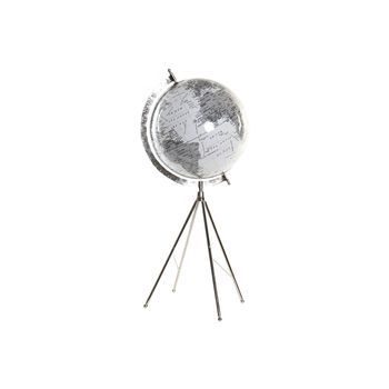 Globo Terraqueo Metal Plastico 27x25x61 Pie Blanco