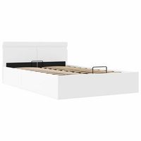 cama canape hidraulica con led cuero sintetico blanco 140x200cm