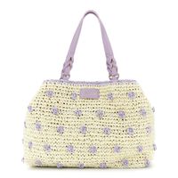 bolso bandolera de crochet tejido a mano con cierre magnetico y mosqueton milklilac