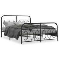 cama doble  cama para adultos  estructura de cama cabecero y estribo metal negro 140x190 cm