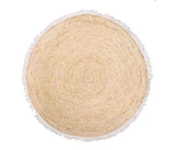 Alfombra fibra natural tejido artesanal marrón d120x1
