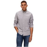 selected camisa manga larga noos regrick oxford shirt - pirate black para hombre
