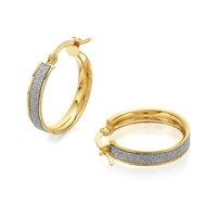 9ct gold moon dust hoop earrings - 19mm - g4132