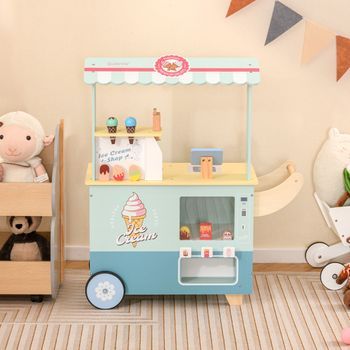 Carrito De Helados Para Niños Juego De Simulación Con Máquina De Helados Y Máquina Expendedora Expositor 15 Juguetes Verde