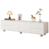 mueble tv bajo lineas curvas y frontal plano mdf y tablero de particulas color blanco 175x38x37cm