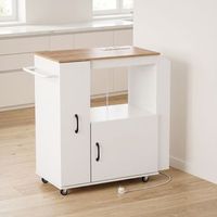carrito de cocina de melamina homcom 80x40x88 cm - blanco