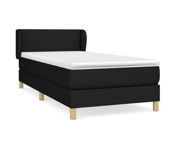 Cama box spring con colchón tela negro 90x200 cm diseño plano