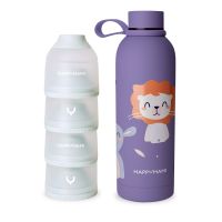 pack termo y dosificador de leche en polvo happymami violeta seda menta suave