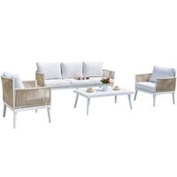 set de jardin 4 piezas modelo calpe aluminio blanco cojines y cuerdas