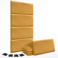 dhome juego de 8 paneles tapizados de pana premium pack autoadhesivos para pared acusticos absorbentes proteccion impactos mostaza 60x50cm x8