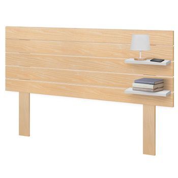 Dhome Cabecero Con Estantes De Madera Reciclada Dm Colgante Pared Estilo Palet Horizontal Con Patas Cama Vintage  (madera Natural/blanco, 135cm)