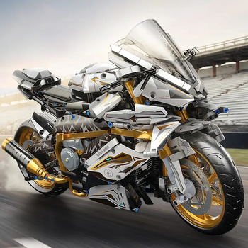 2431 piezas de bloques de construcción de motocicletas de oro blanco, fáciles de montar para mayores de 14 años, regalo perfecto para cumpleaños, Navidad, Halloween y fiestas de Año Nuevo