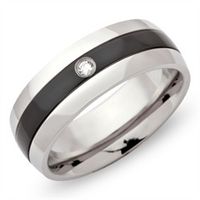 anillo de acero inoxidable ionizado circonita 7mm