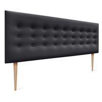 dhome cabecero de polipiel con 3 hileras de botones y patas cabezal tapizado cama lujo negro 145cm