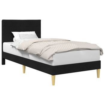 Estructura De Cama Con Cabecera Negro 80 X 200 Cm Tela Vidaxl