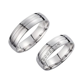 Alianzas oro blanco con diamantes ancho 5,5 mm