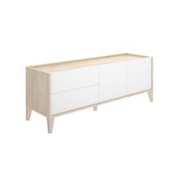 mueble de tv bari 2 cajones con armario doble blanconatural 501x129x392 cm