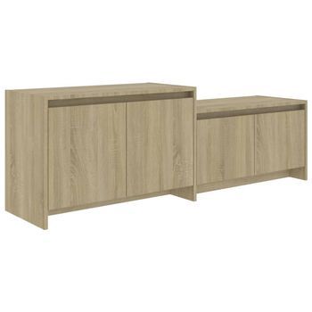 Mueble Para Tv Madera Contrachapada Roble Sonoma 146,5x35x50 Cm Vidaxl