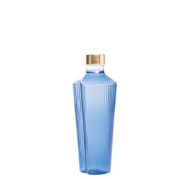 Botella de vidrio de borosilicato azul zafferano con ranuras