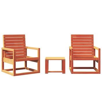 Conjunto De Muebles Jardín 3 Uds | Mesa Y Sillas Madera Maciza Pino Marrón Cera